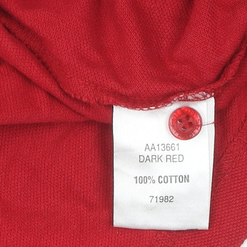 Cotton Traders Men's Red Henley Sweatshirt L
