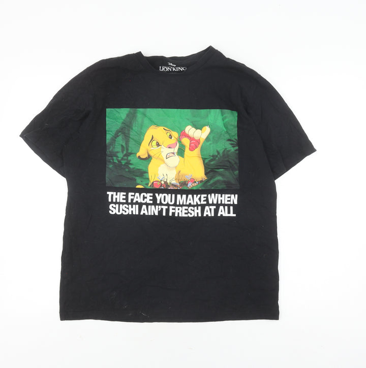 Pull&Bear Black Cartoon T-Shirt M Unisex Casual