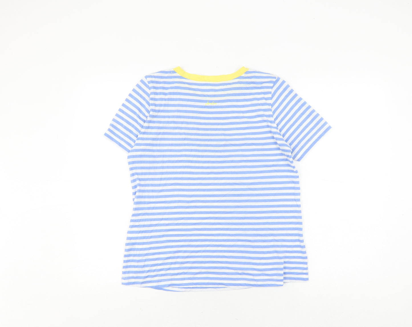 Joules Women's Blue Striped Ringer T-Shirt - Size 10