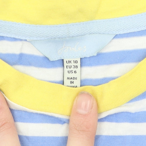 Joules Women's Blue Striped Ringer T-Shirt - Size 10