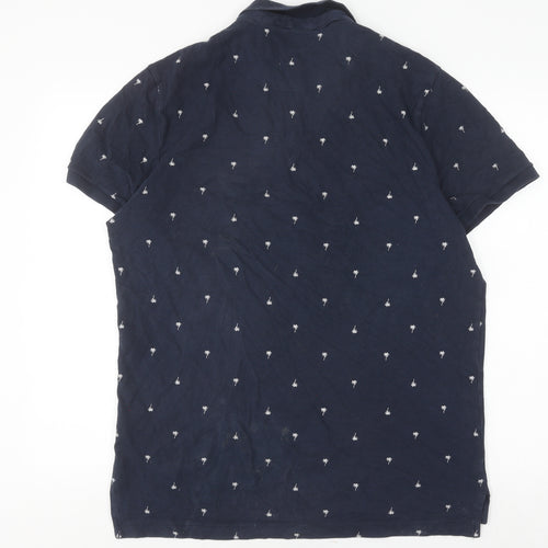 Hollister Men's Blue Slim Fit Graphic Polo L