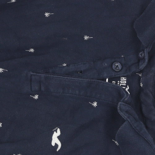 Hollister Men's Blue Slim Fit Graphic Polo L