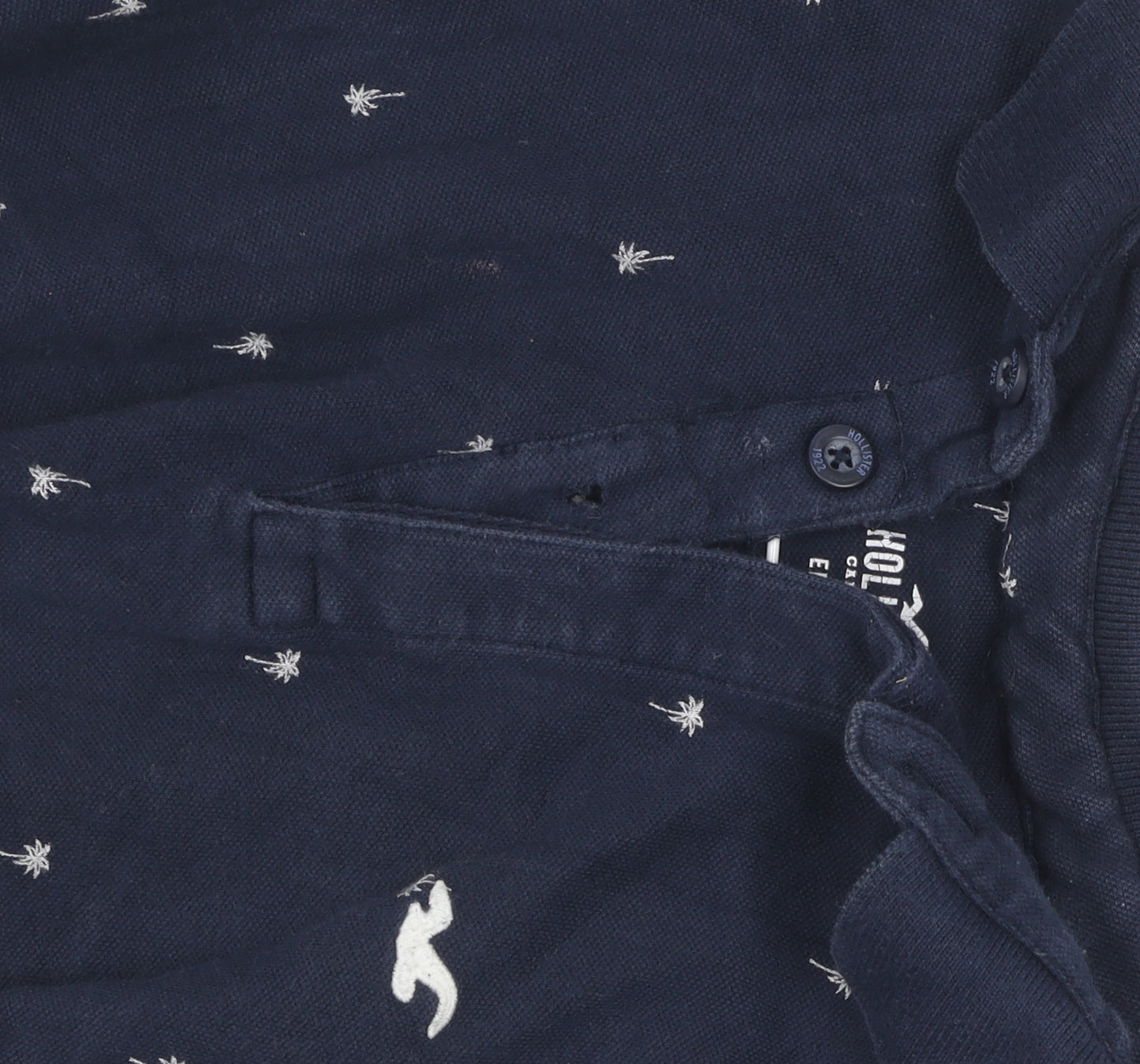 Hollister Men's Blue Slim Fit Graphic Polo L