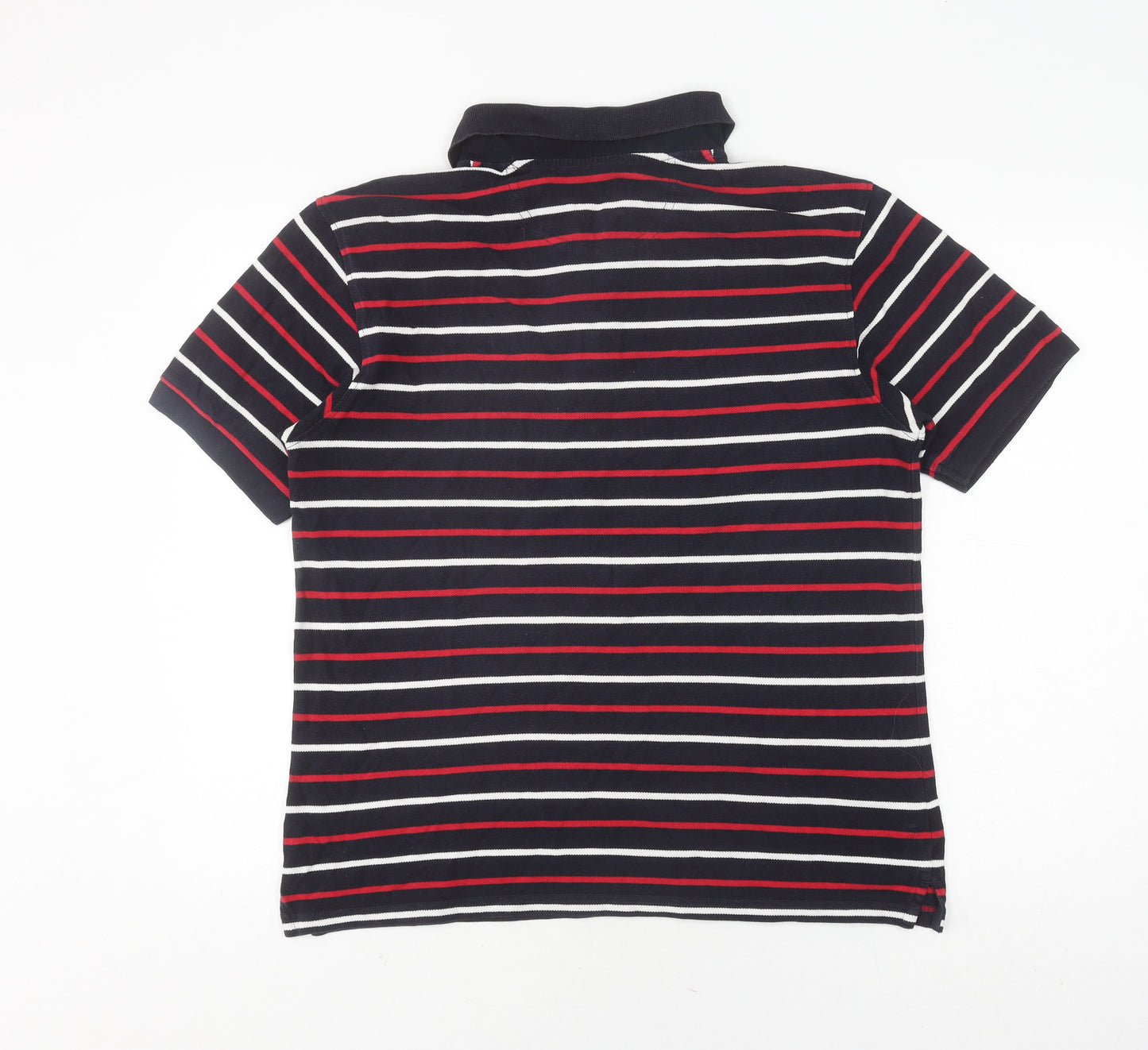 Marks and Spencer Men's Blue Striped Polo Medium
