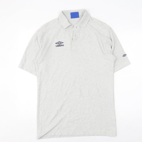 Umbro Men’s Grey Cotton Collared T-Shirt L