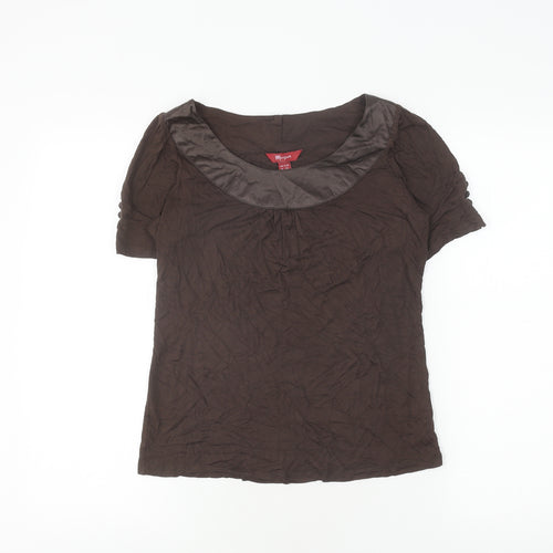 Monsoon Women's Brown Viscose Silk T-Shirt, Size 8