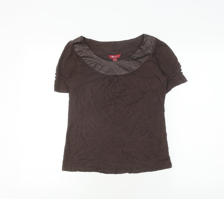 Monsoon Women's Brown Viscose Silk T-Shirt, Size 8