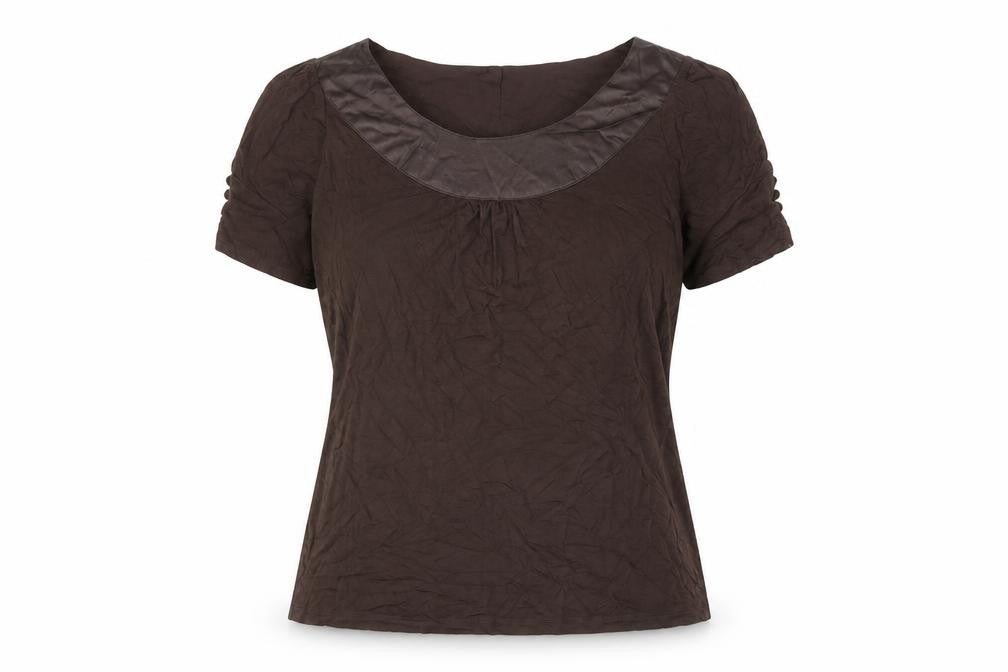 Front view of Monsoon Women's Brown Viscose Silk T-Shirt, size 8