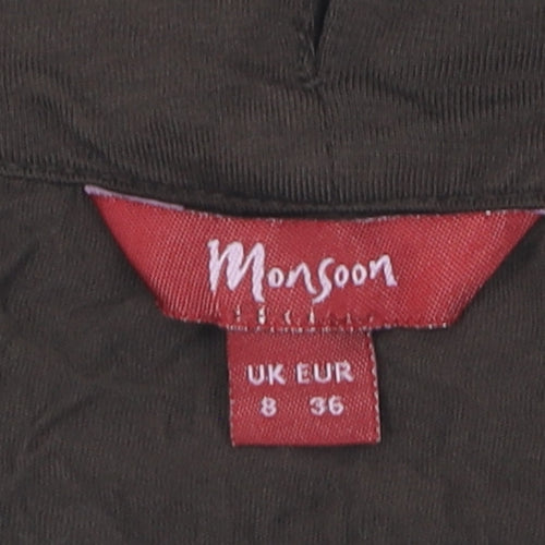 Monsoon Women's Brown Viscose Silk T-Shirt, Size 8