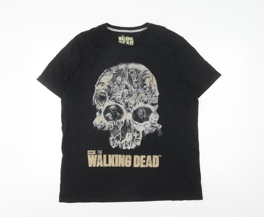 The Walking Dead Black Men's L Cotton T-Shirt Graphic Print