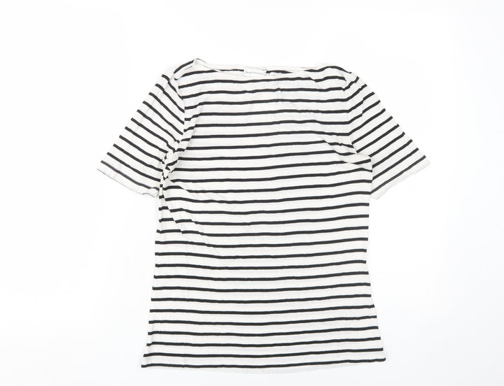 Warehouse Women’s White Striped T-Shirt UK 10