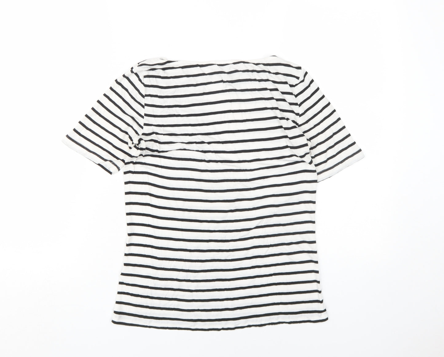 Warehouse Women’s White Striped T-Shirt UK 10