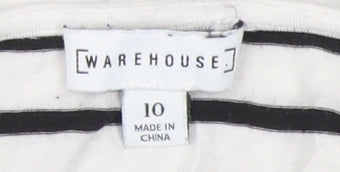 Warehouse Women’s White Striped T-Shirt UK 10