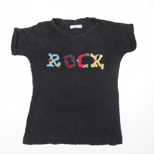 Zara Women's Black Rock T-Shirt S Slim Fit