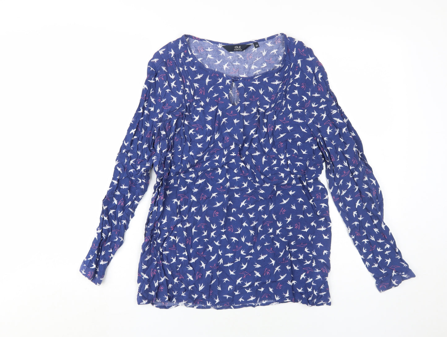 ISLE Essentials Women's Blue Blouse Long Sleeve Size 14