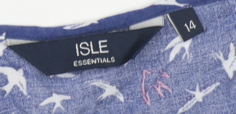 ISLE Essentials Women's Blue Blouse Long Sleeve Size 14