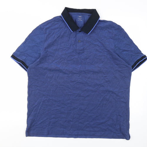 Marks and Spencer Men's Blue Polo Shirt 2XL
