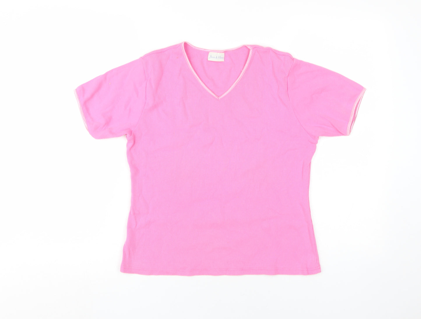 Joie de Vivre Women's Pink V-Neck T-Shirt, Size L