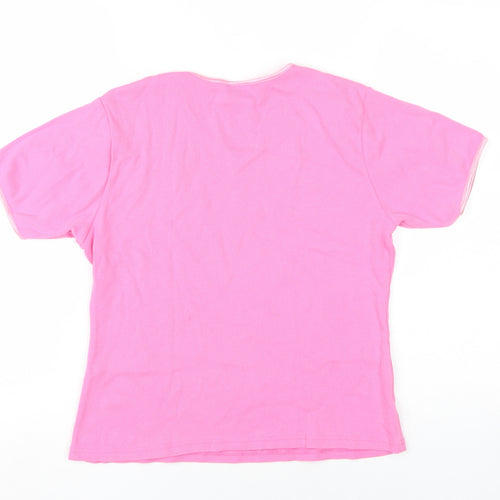Joie de Vivre Women's Pink V-Neck T-Shirt, Size L