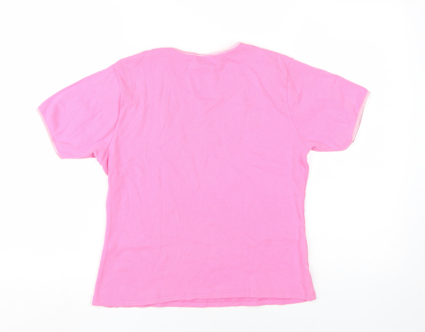 Joie de Vivre Women's Pink V-Neck T-Shirt, Size L