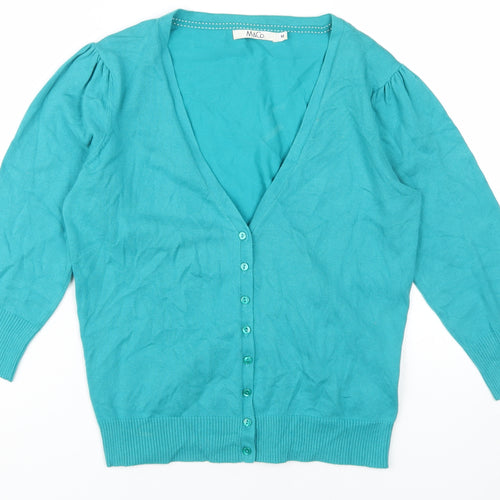 M&Co Women's Green V-Neck Cardigan, Size M
