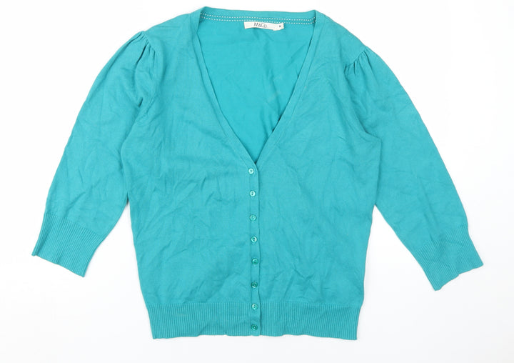 M&Co Women's Green V-Neck Cardigan, Size M
