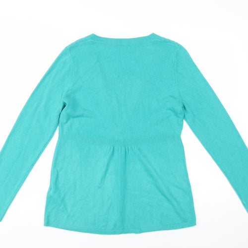 Marks and Spencer Women's Blue Cable-Knit Henley Jumper