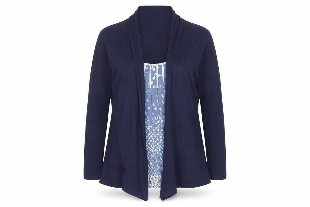 Front view of Marks & Spencer Women's Blue Long Sleeve Top, size 14