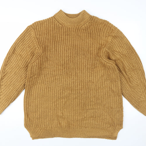 ASOS Women's Brown Chunky Knit Mock Neck Jumper Size 10