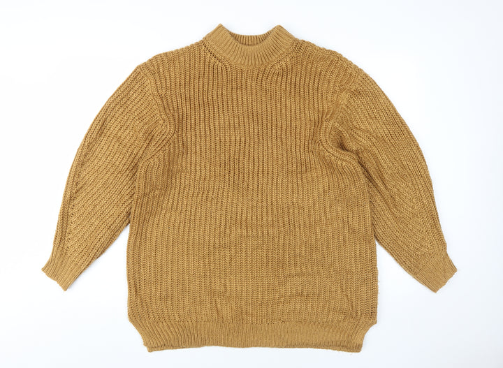 ASOS Women's Brown Chunky Knit Mock Neck Jumper Size 10
