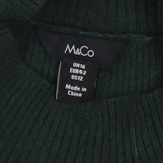 M&Co Women’s Green Long Sleeve Knit Dress