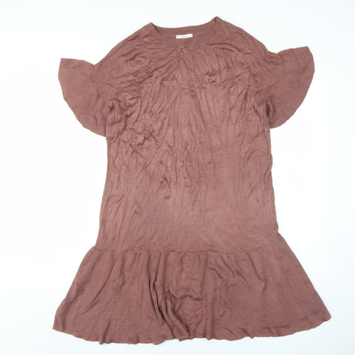 H&M Women's Brown Short Sleeve Knit Dress Size S