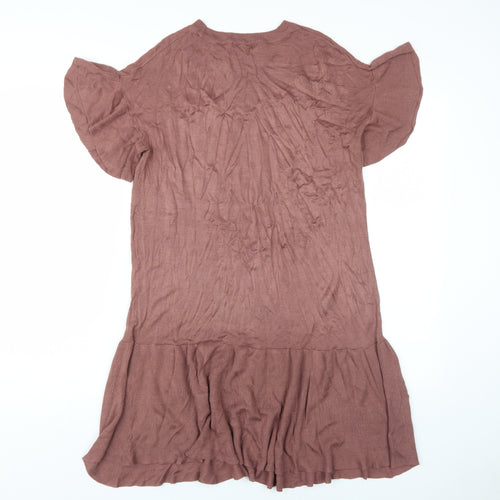 H&M Women's Brown Short Sleeve Knit Dress Size S