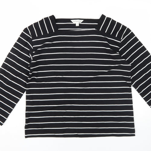 Marks and Spencer Women's Black Striped T-Shirt, Size 8