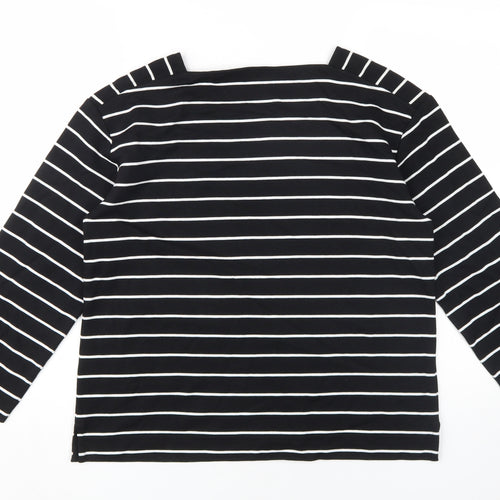 Marks and Spencer Women's Black Striped T-Shirt, Size 8