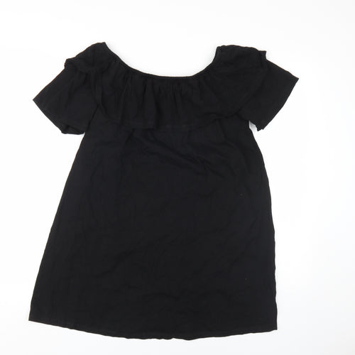 New Look Black Off-Shoulder Ruffle Dress UK 12
