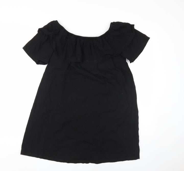 New Look Black Off-Shoulder Ruffle Dress UK 12