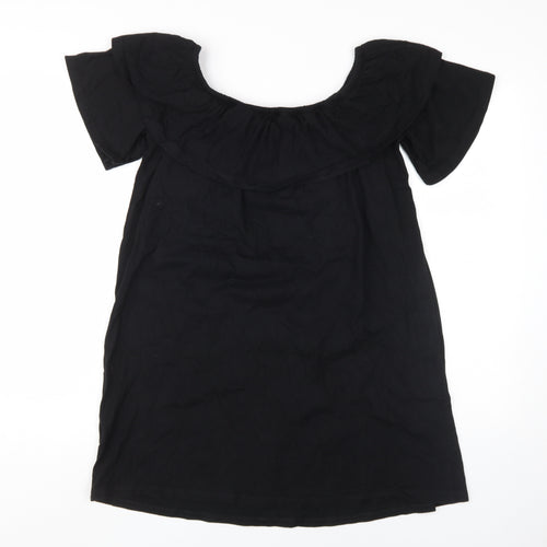 New Look Black Off-Shoulder Ruffle Dress UK 12