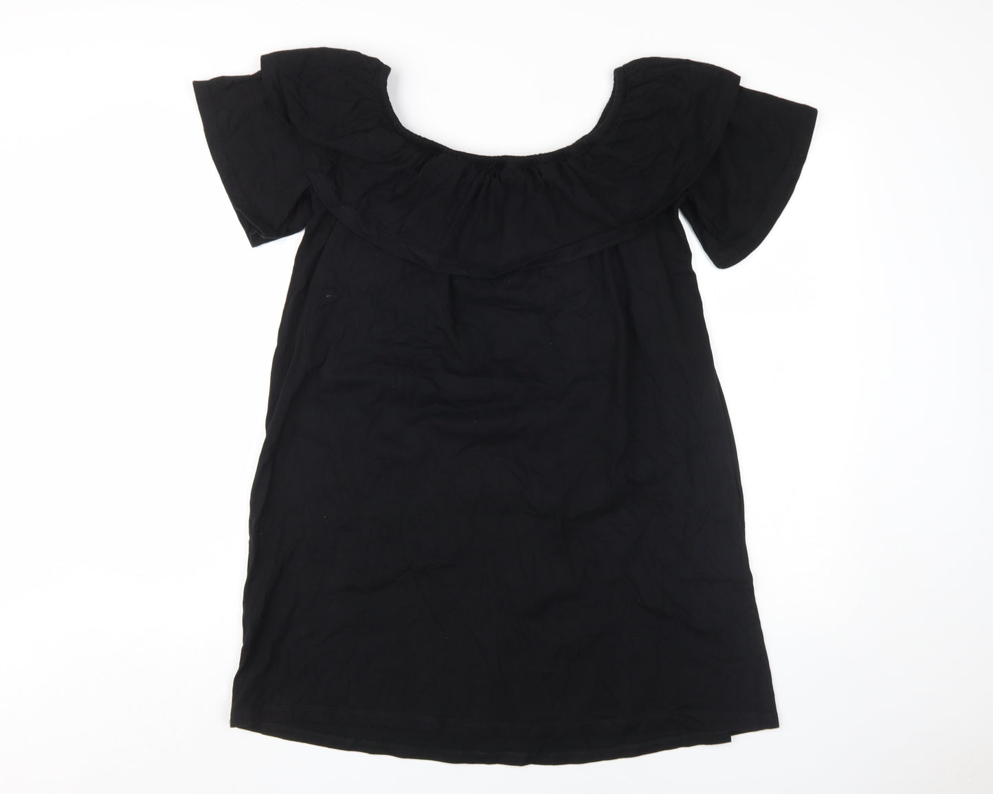 New Look Black Off-Shoulder Ruffle Dress UK 12