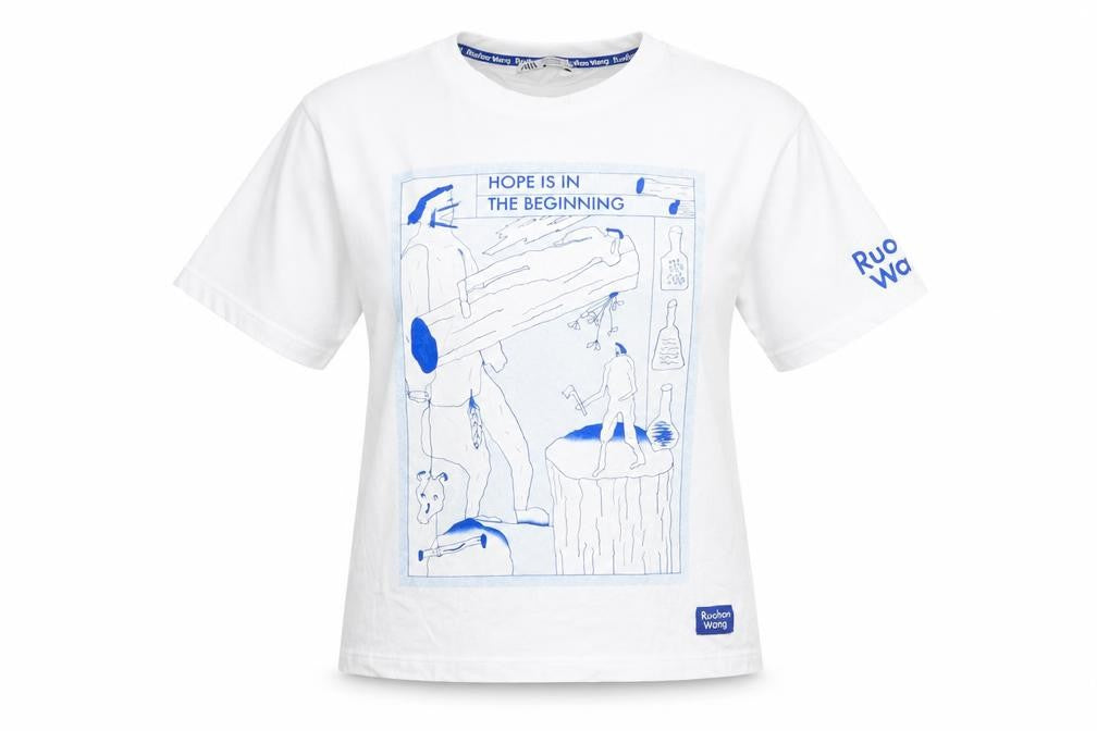 Zara Women White Graphic T-Shirt Medium Art Casual