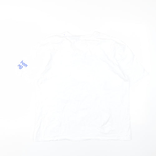 Zara Women White Graphic T-Shirt Medium Art Casual