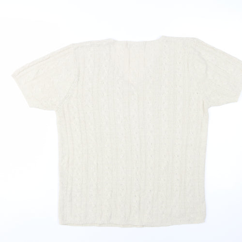 Berkertex Women's Beige V-Neck Knit T-Shirt Medium