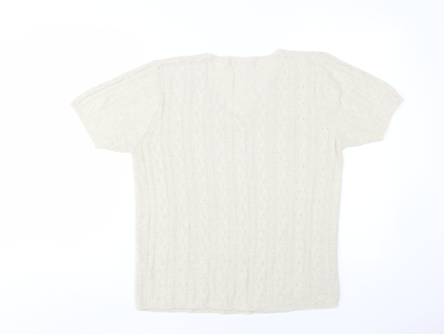 Berkertex Women's Beige V-Neck Knit T-Shirt Medium