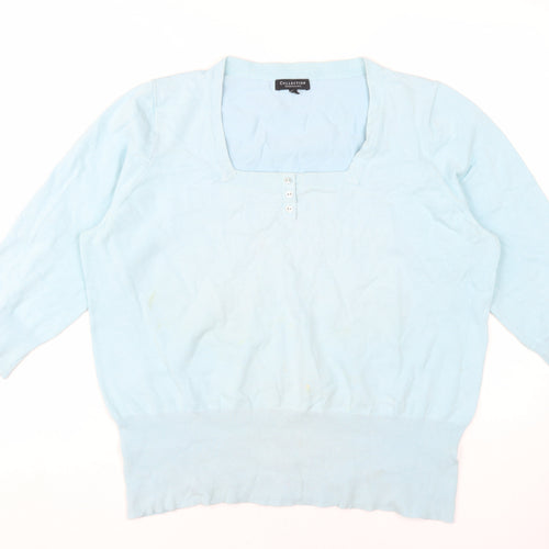 Debenhams Women Blue Size 20 3/4 Sleeve Jersey Top