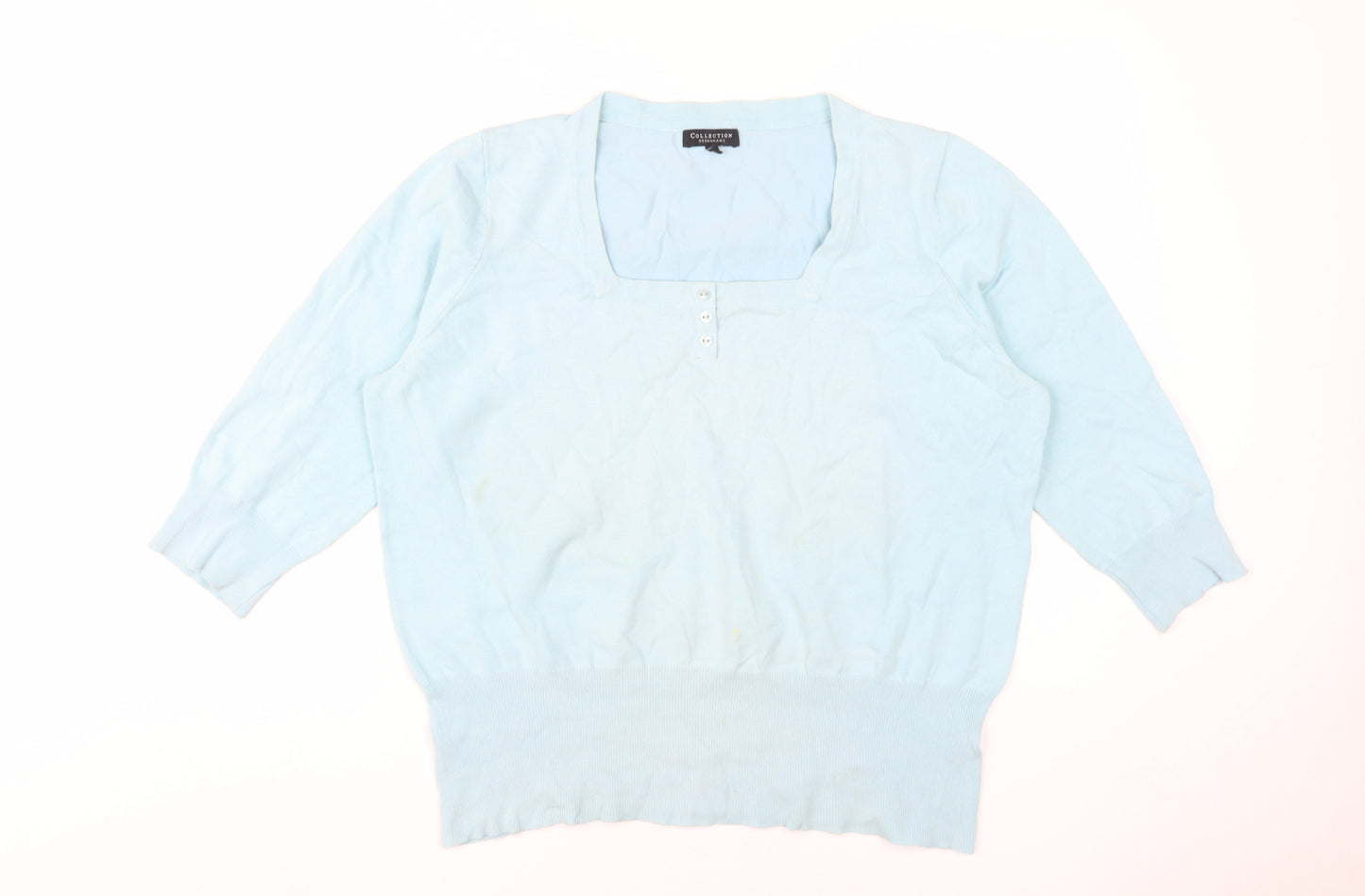 Debenhams Women Blue Size 20 3/4 Sleeve Jersey Top