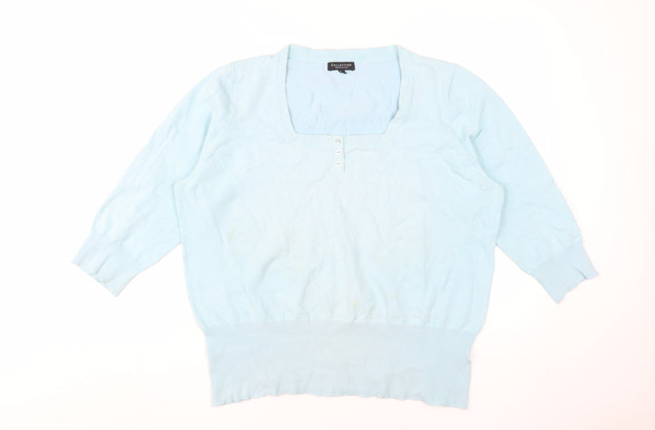 Debenhams Women Blue Size 20 3/4 Sleeve Jersey Top