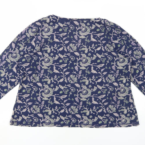 JABA Women's Blue Floral Blouse XL, Long Sleeve, Cotton