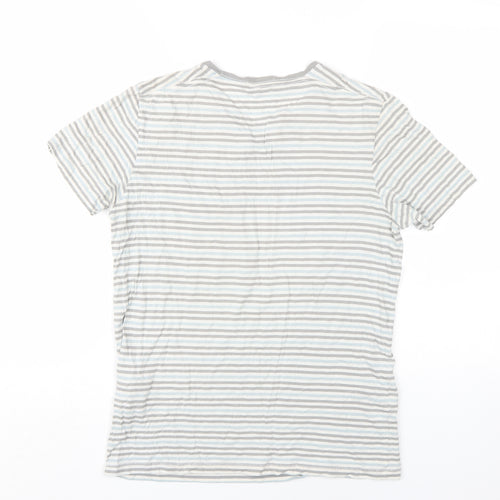 Selected Homme Men's Grey Striped Crew Neck T-Shirt S