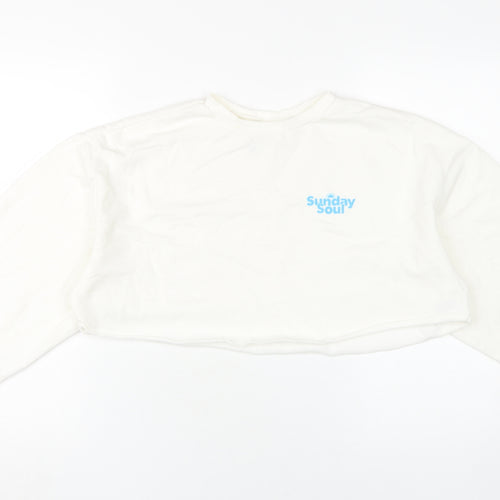 H&M Women's White Pullover Sweatshirt, Size 12