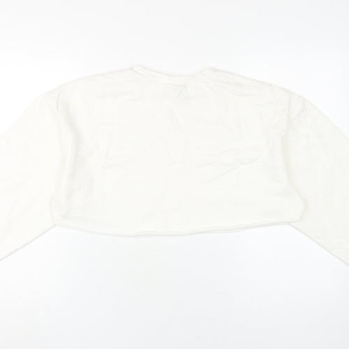 H&M Women's White Pullover Sweatshirt, Size 12